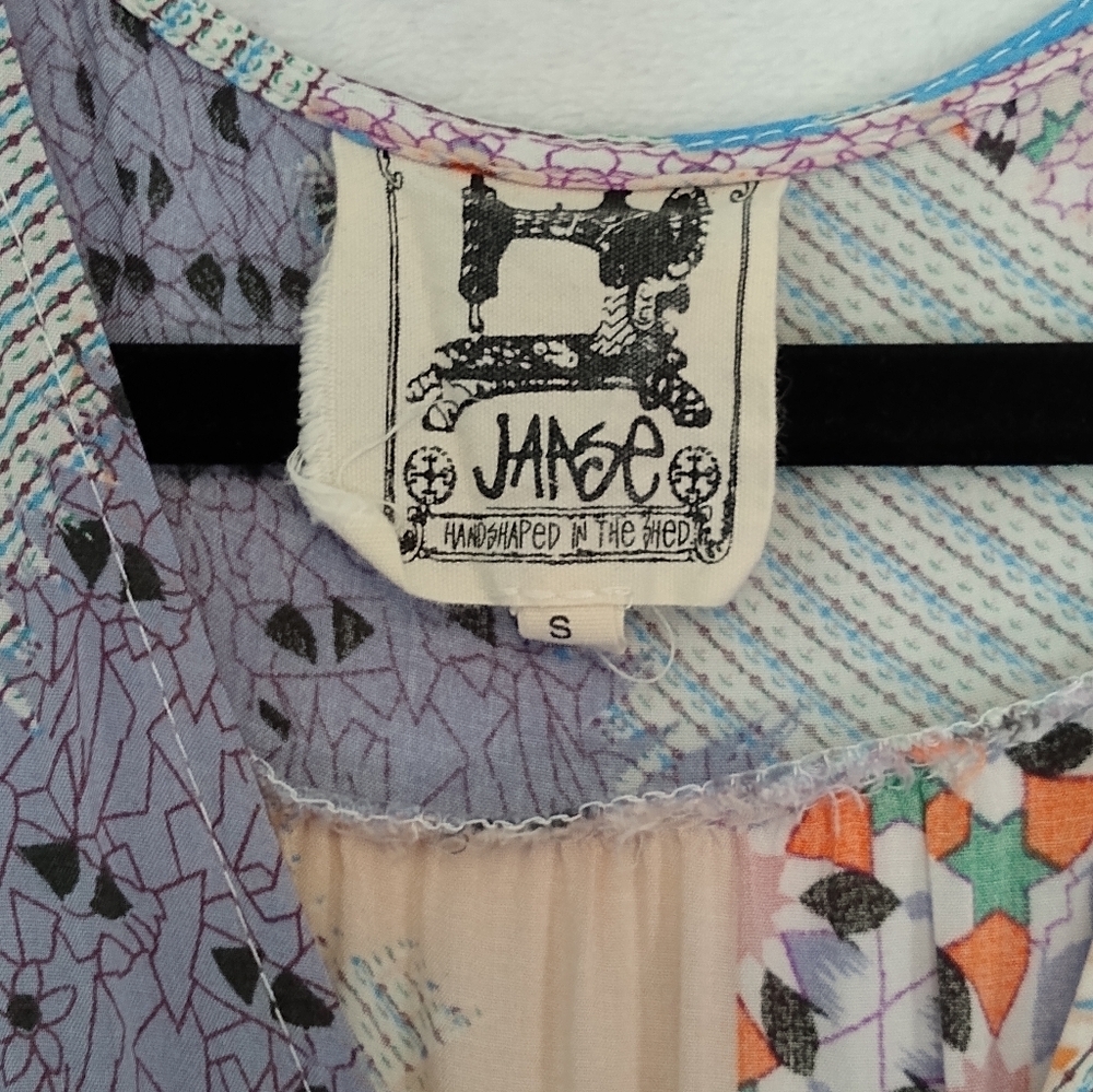 Jaase Purple Pink Tan Multicolor Patchwork Print … - image 3